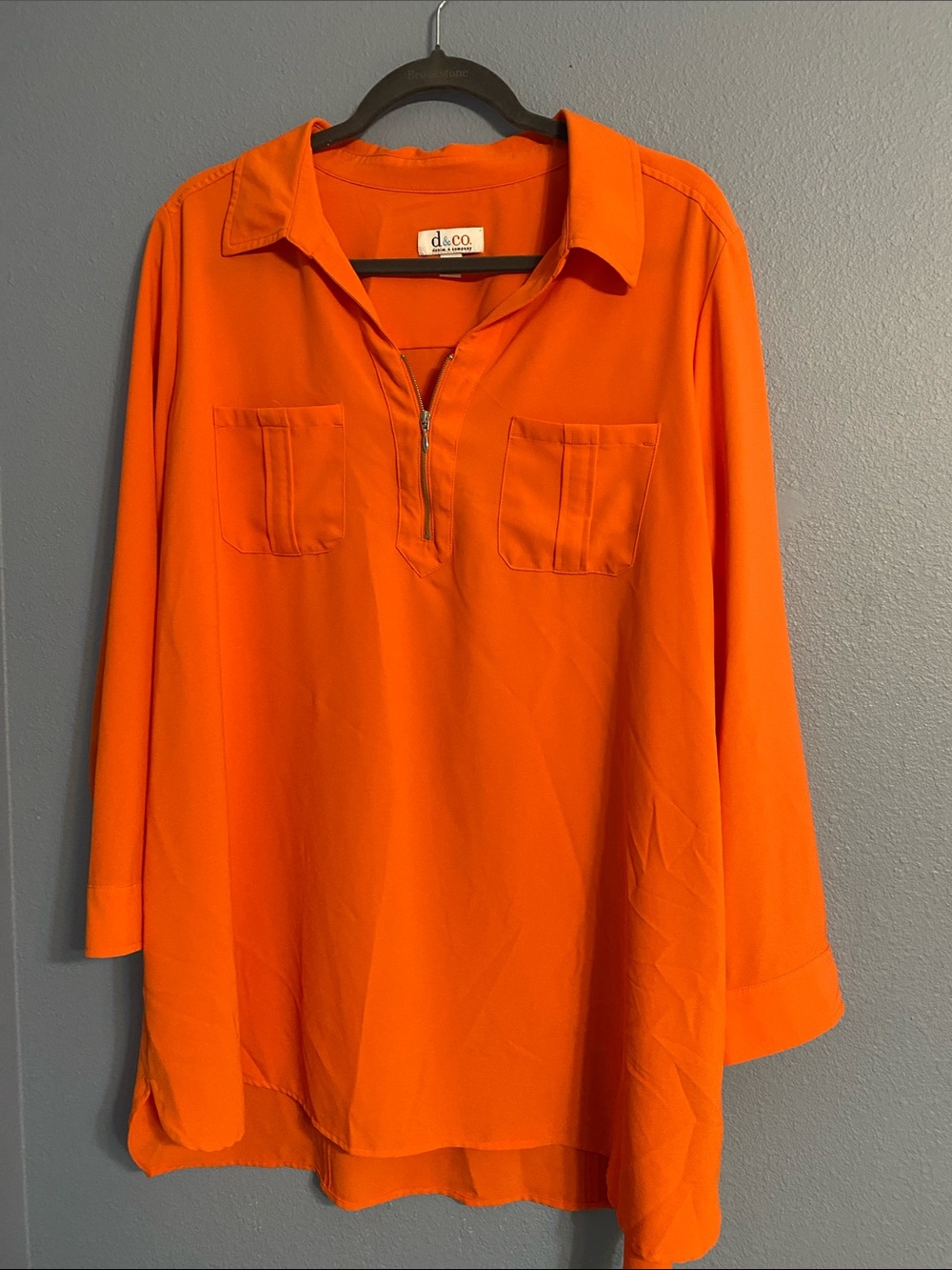 d&co. Women's Bright Orange Zip-Front Tunic